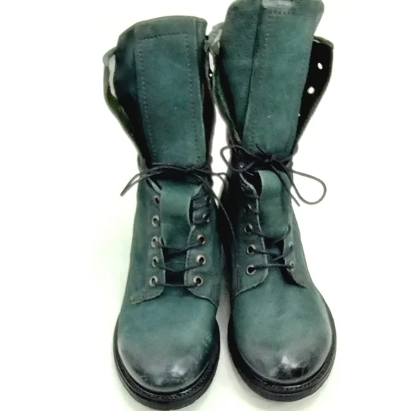 Miz Mooz Nala Combat Boots in Distressed Jade - Picture 2 of 13